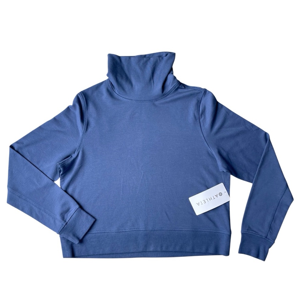 NWT Athleta Cropper Funnel Neck Size M Nirvana Blue Long Sleeve